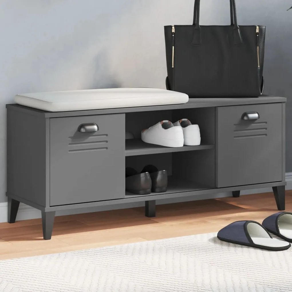 Panca Portascarpe Vıken Antracite 106x35x45 Cm Massello Pino /