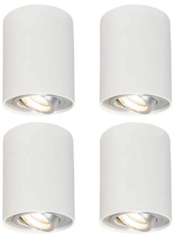 Set di 4 faretti orientabili e inclinabili bianchi - Rondoo up