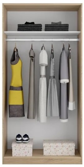 Armadio Guardaroba 2 Ante Scorrevoli 100x50x200 Rovere Effetto Legno Max