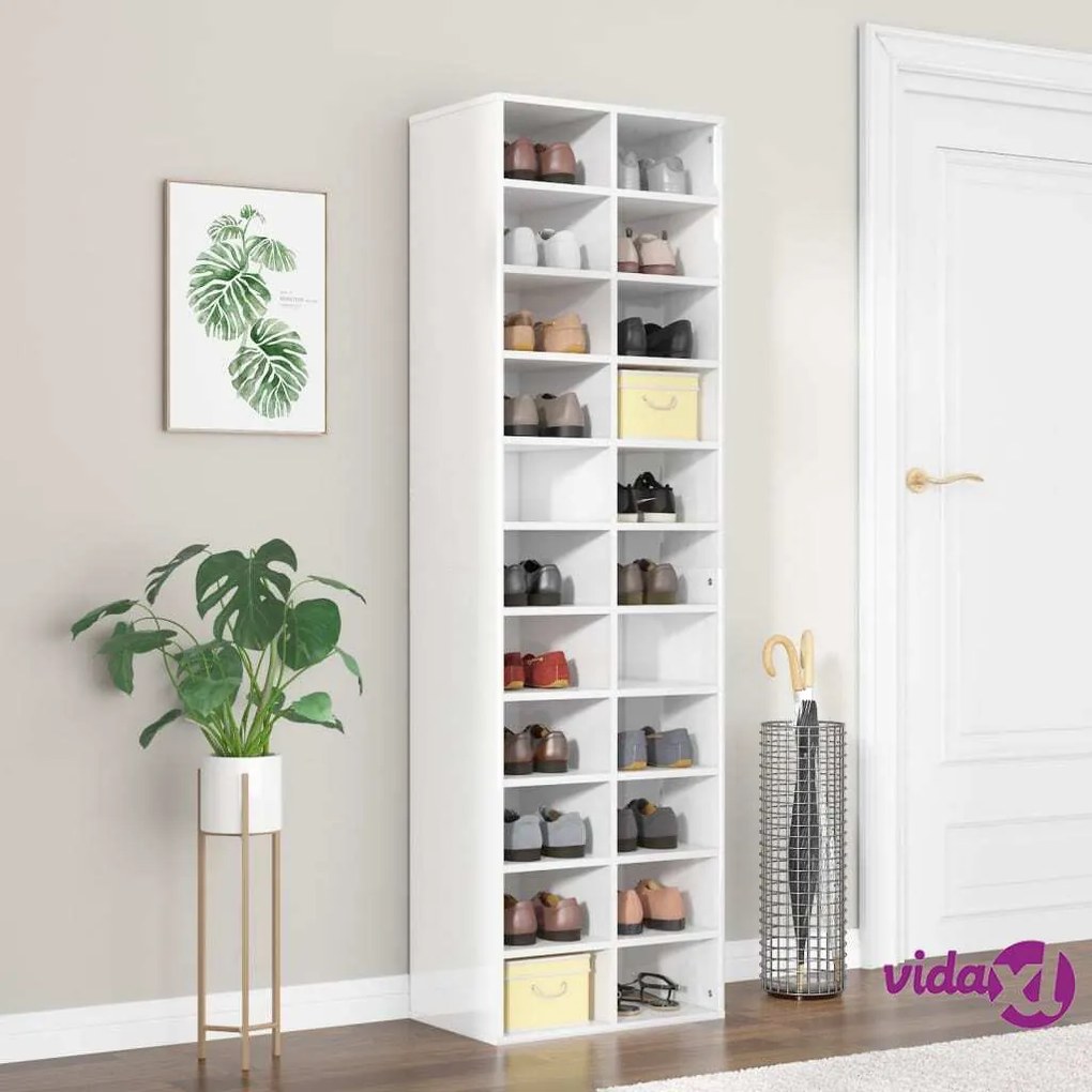 vidaXL Scarpiera Bianco Lucido 54x34x183 cm in Truciolato