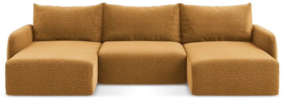 Divano angolare arancione allungabile/con contenitore Kalena – Makamii