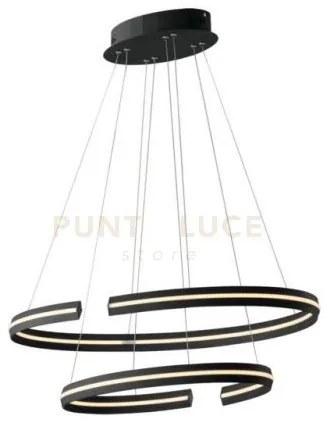 Lampadario a sospensione led clarke nera 60w 6750lm 4000k doppio ce...