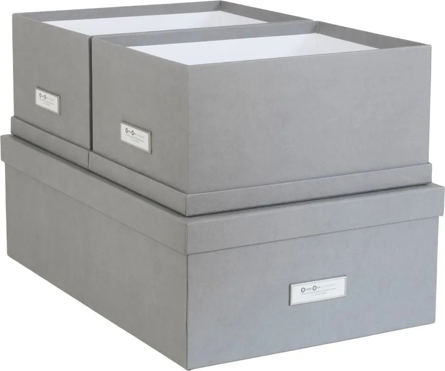 Set di 3 scatole portaoggetti grigie Inge - Bigso Box of Sweden