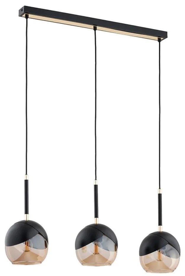 Lampadario a sospensione con filo MILTONA 3xE27/60W/230V nero/beige