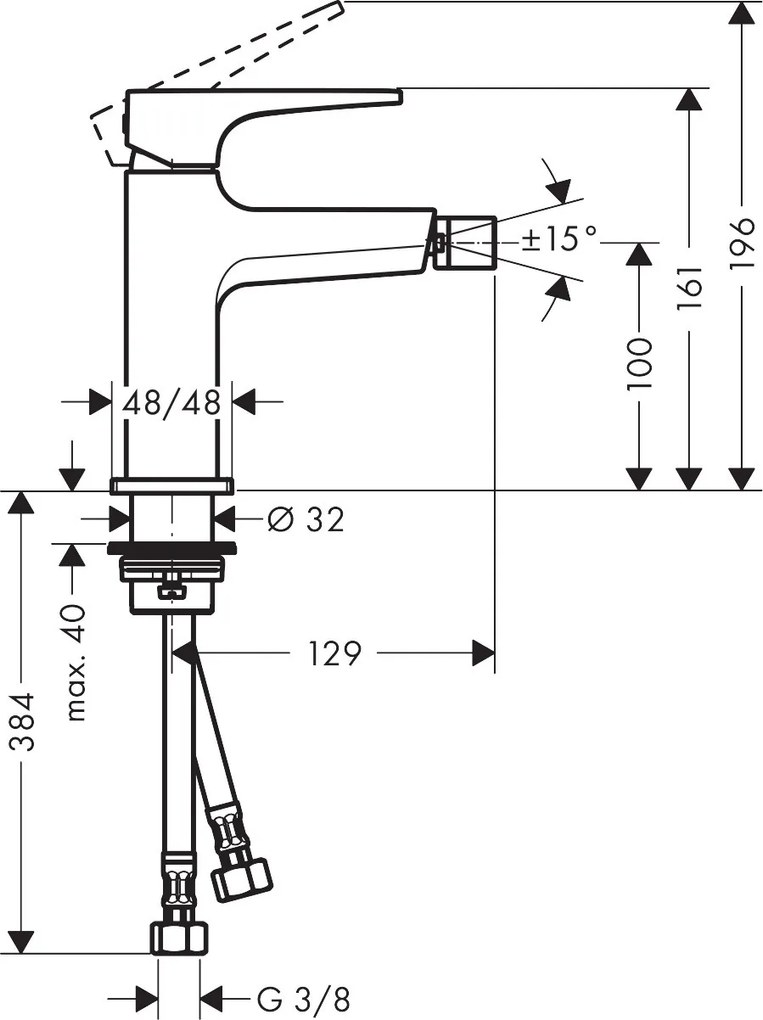 Miscelatore Monocomando Bidet Con Maniglia A Leva Nero Opaco Hansgrohe Metropol 32520670