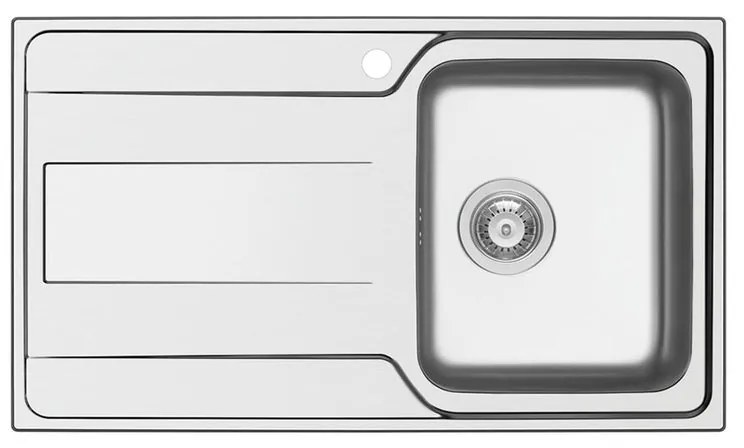 Lavello integrato 1 vasca con gocciolatoio a sinistra DELINIA Basalt inox L 50 x L 86 cm argento
