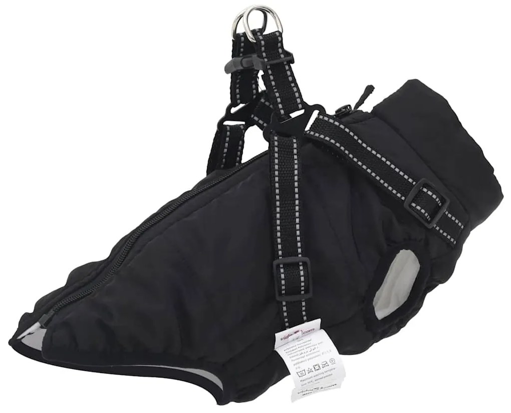 Cappotto Cani Con Imbracatura Impermeabile Riflettente Nero L28 /