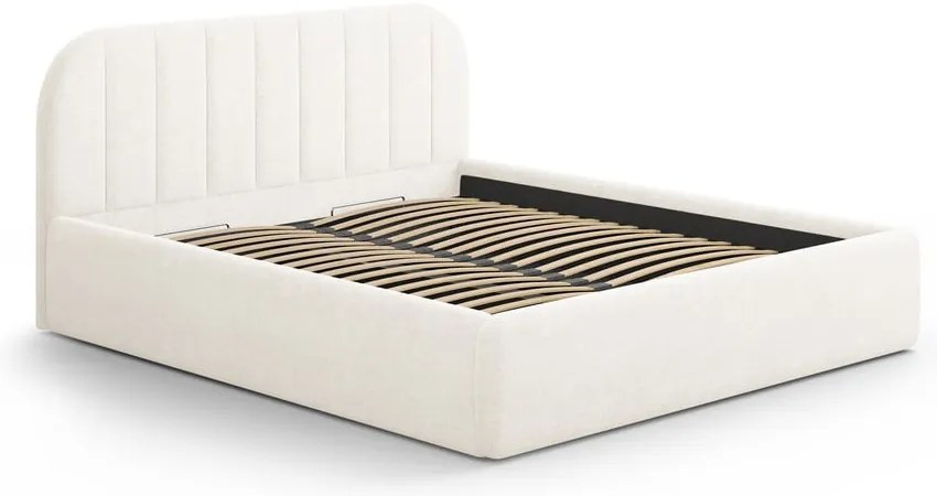 Letto matrimoniale imbottito avorio con contenitore con rete inclusa 200x200 cm Juno – Windsor & Co Sofas