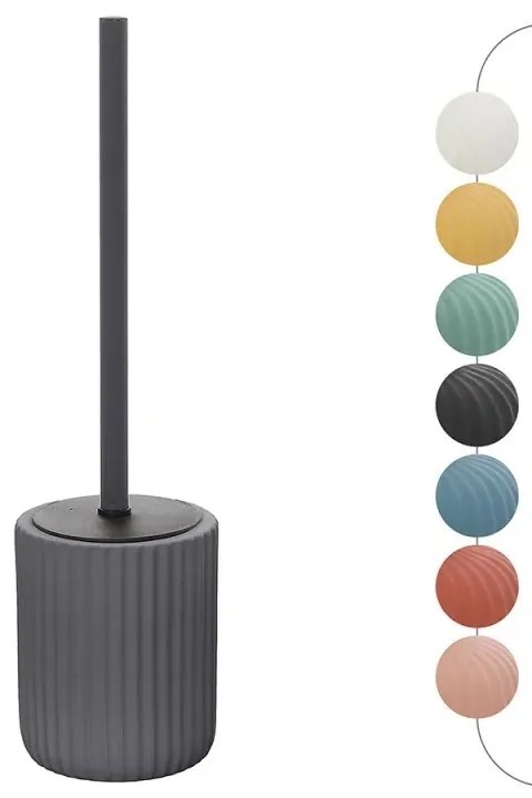 Scopino wc grigio in ceramica soft touch con setole nere Spring