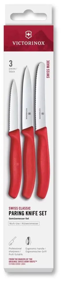 Victorinox - Set da 3 coltelli da cucina per verdure SWISS CLASSIC, rosso