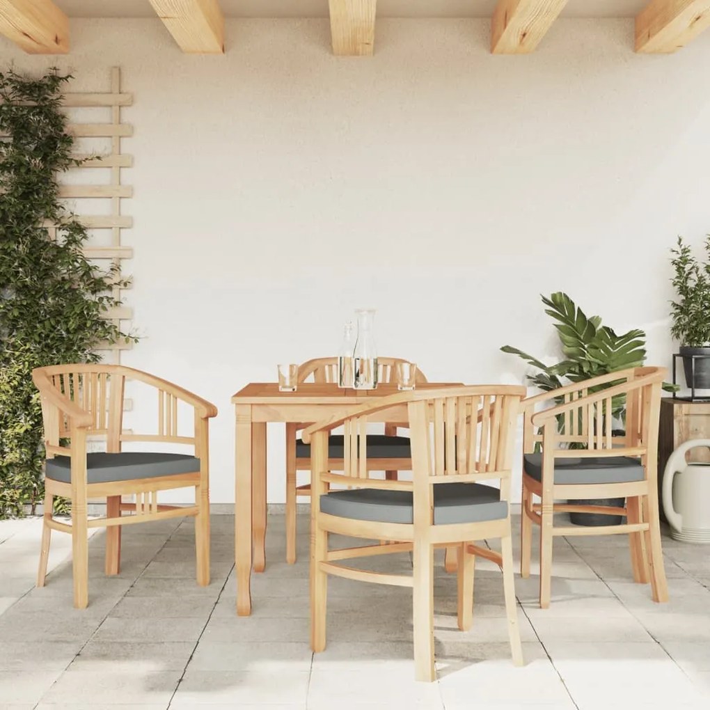 Set Da Pranzo Per Giardino 5 Pz İn Legno Massello Di Teak /