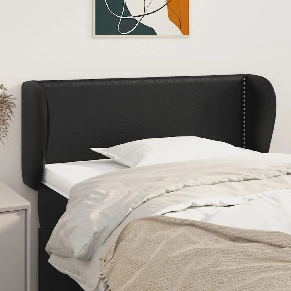 Testiera Ad Orecchio Nera 83 X 23 X 78/88 Cm İn Similpelle /