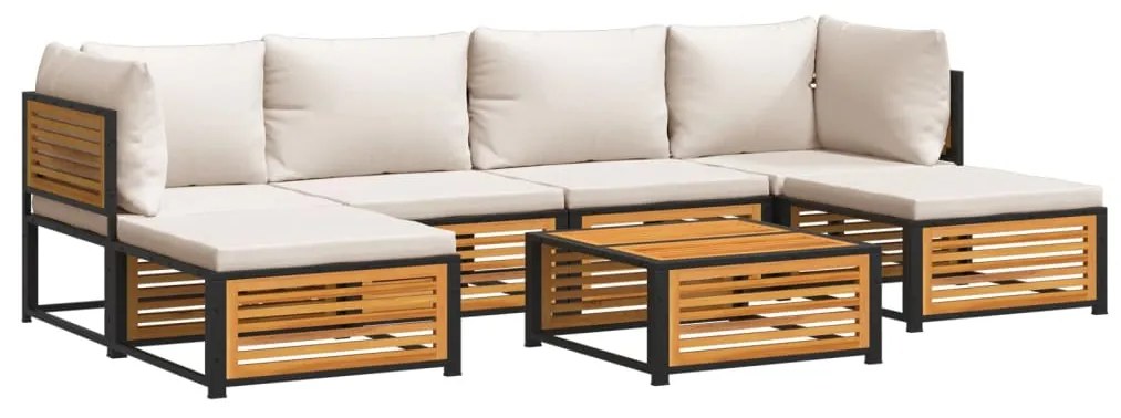 Set divano da giardino 7 pz con cuscini legno massello acacia