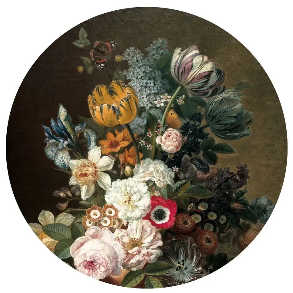 KEK Amsterdam Carta da parati panoramica Golden Age Flowers 11 Circle - M - 1.9m