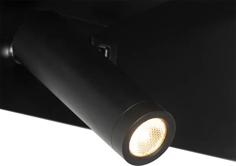 Applique moderna nera con LED e USB - Thijs