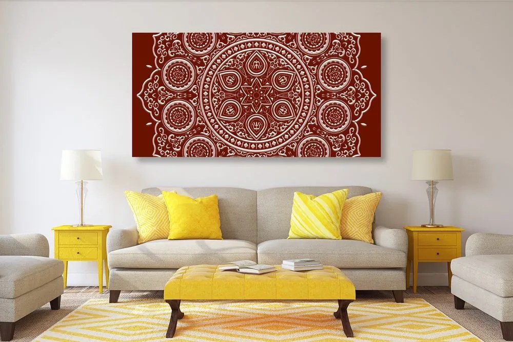 Quadro su tela – Mandala etnica delicata in bordeaux