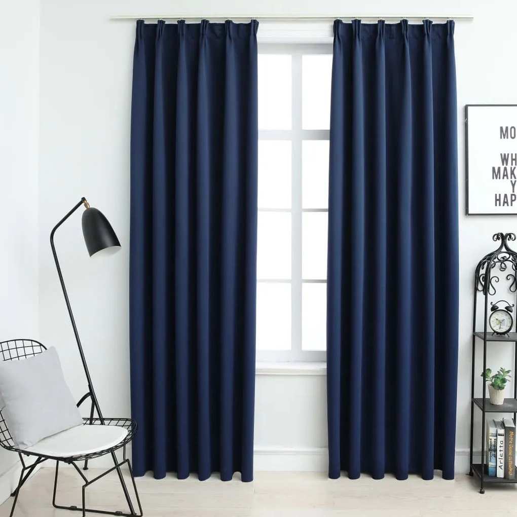 Tende Oscuranti Con Ganci 2 Pz Blu 140x225 Cm /