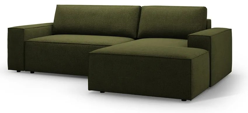Divano letto angolare verde scuro in tessuto bouclé (angolo destro) Jodie - Micadoni Home