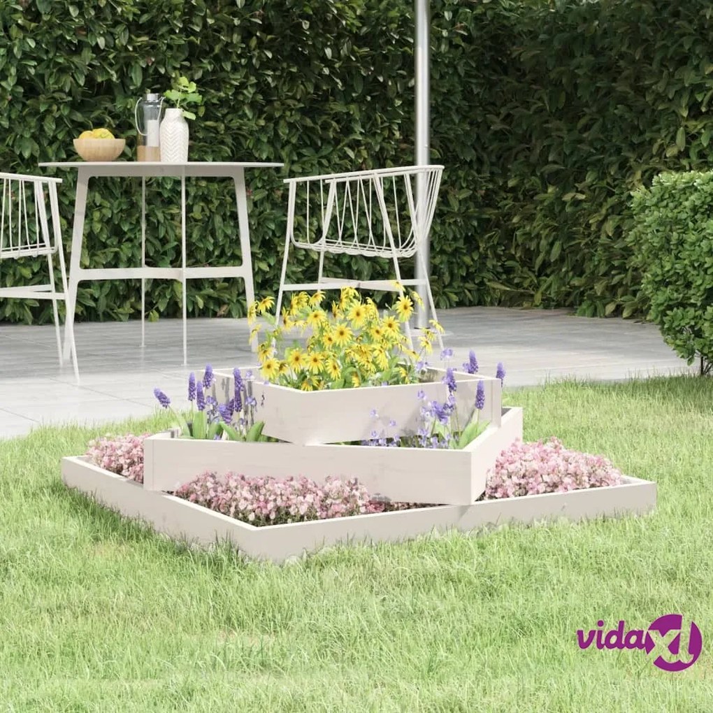 vidaXL Fioriera Bianca 83x83x27 cm in Legno Massello di Pino
