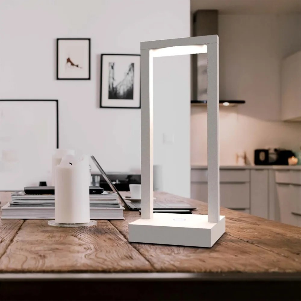 Lampada da Tavolo Ricaricabile 2.2W, IP54 CCT, Serie VELA - Bianca Colore del corpo Bianco