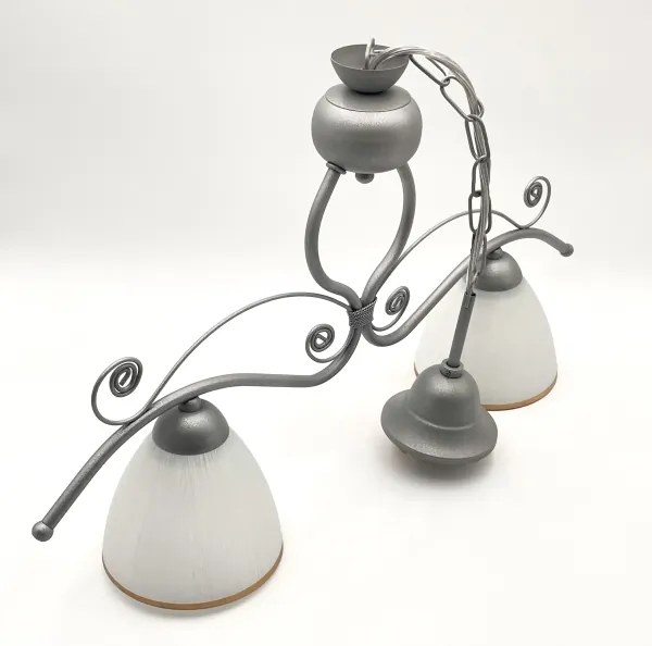 Lampadario a sospensione con catena RETRO 2xE27/60W/230V argento