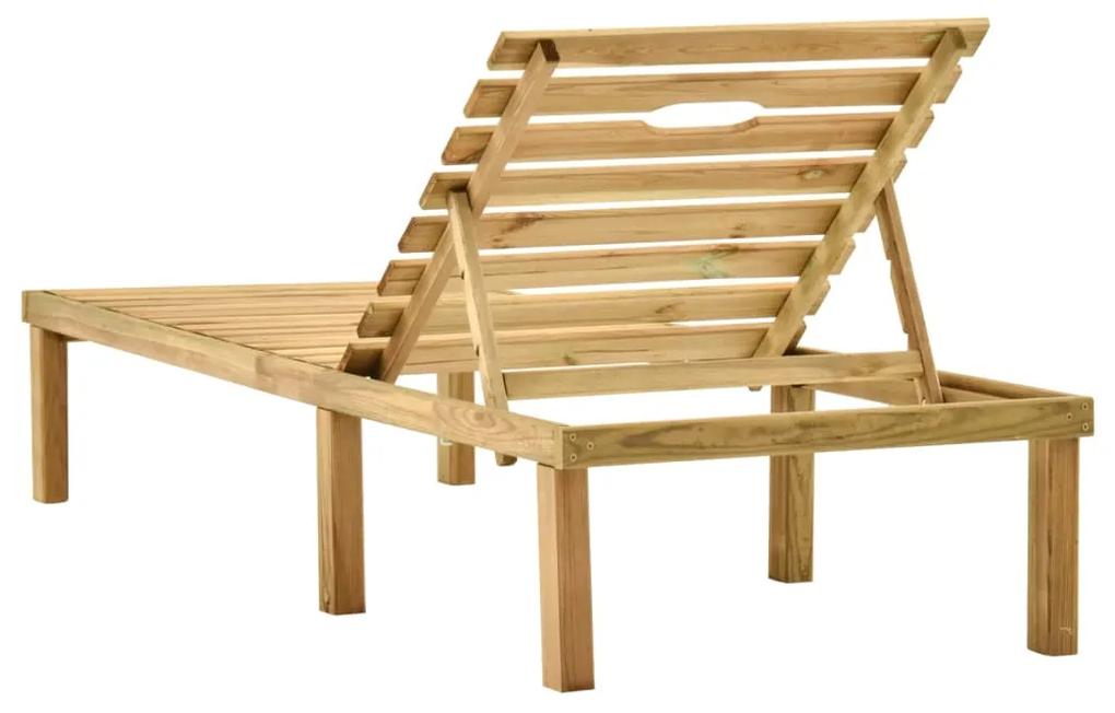 Lettino prendisole con tavolino in legno di pino impregnato