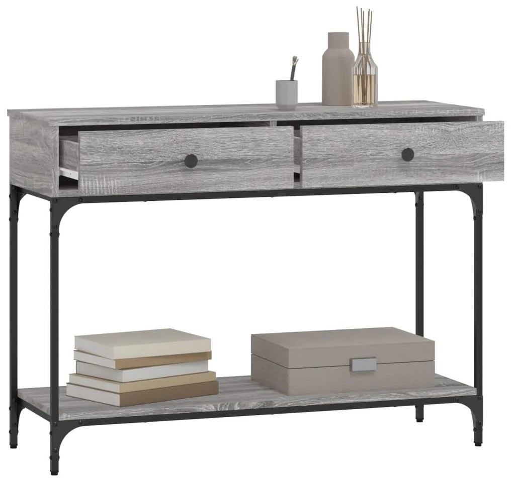 Tavolino consolle grigio sonoma 100x34,5x75cm legno multistrato