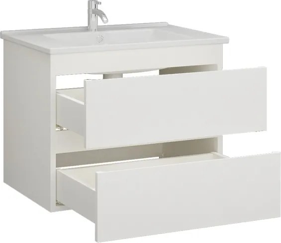 Composizione bagno sospesa 65 cm colore bianco opaco | LAC-EOLO-65 - KAMALU