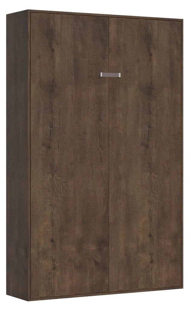 Letto una piazza e mezza a scomparsa 120 verticale Kentaro con colonna e pensili, Noce / Classic