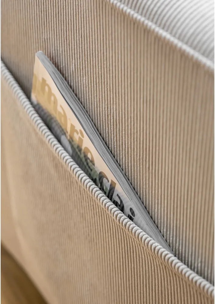 Poltrona in velluto a coste beige Lofty Lilly - Miuform