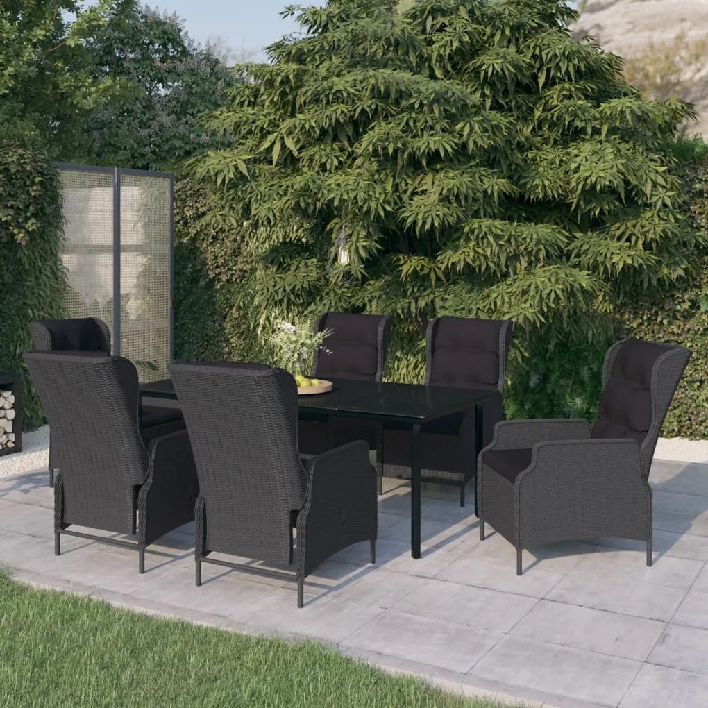 Set mobili da pranzo per giardino 7 pz grigio scuro