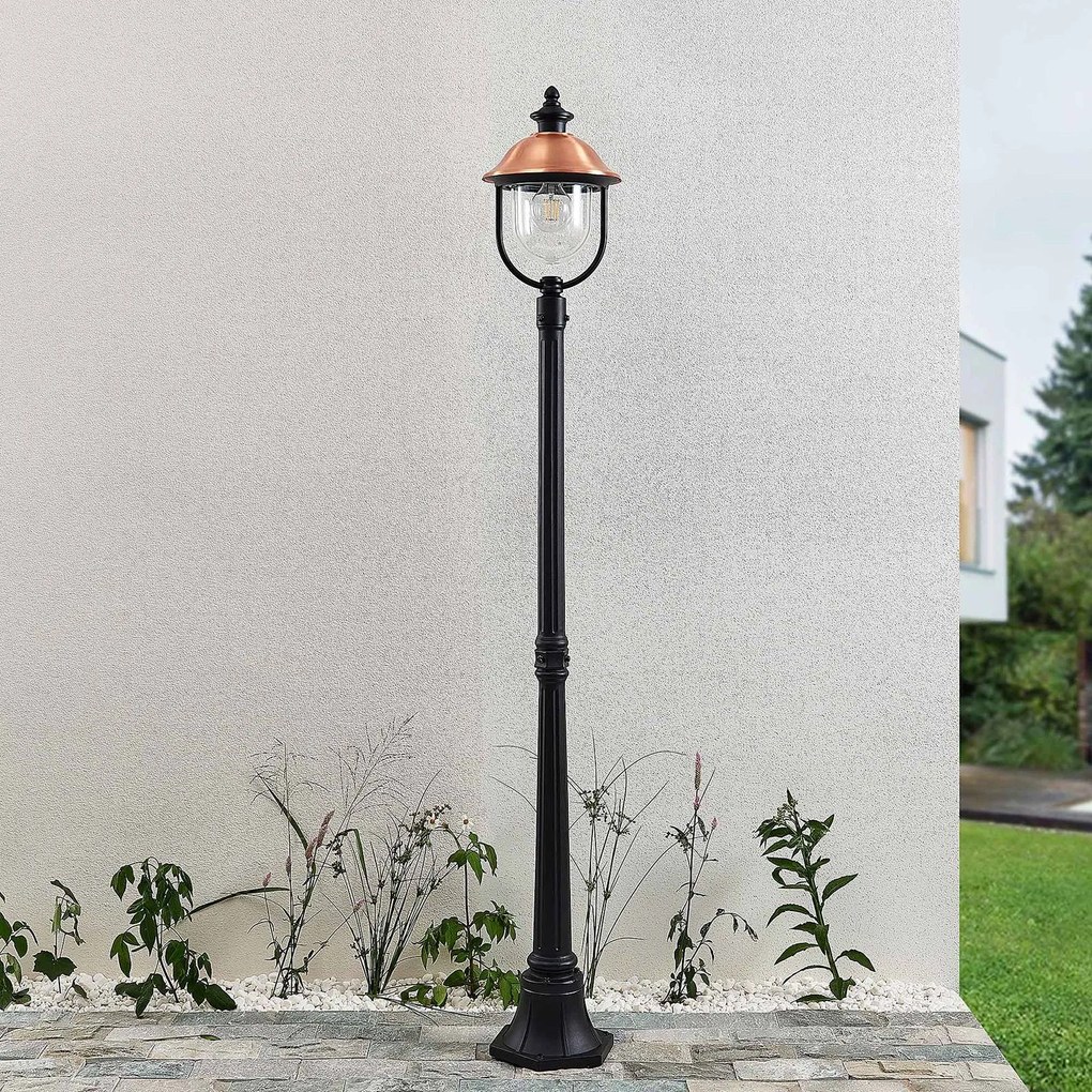 Lampada da esterno Lindby Clint, 177 cm, metallo, resistente all'acqua di mare, Clint Lindby, dimmerabile, Rame, Alluminio, Vintage