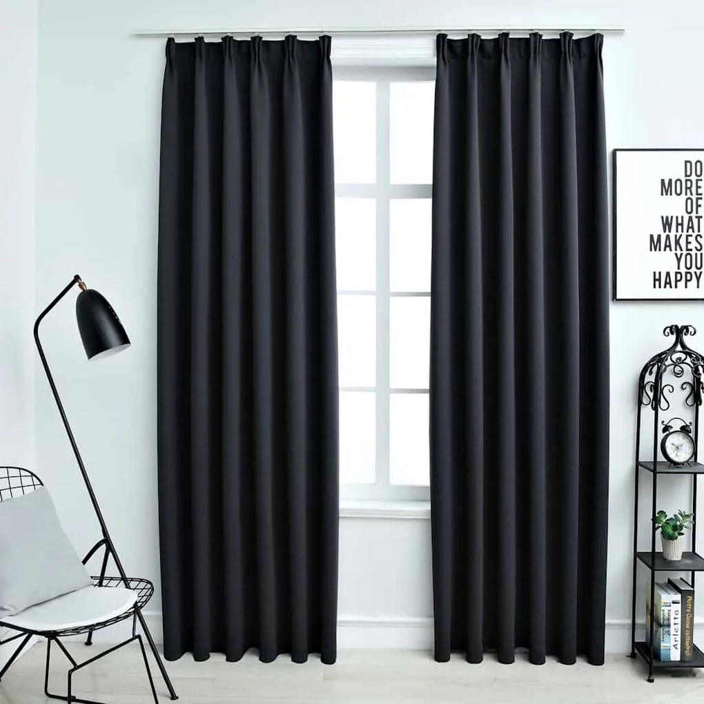 Tende Oscuranti Con Ganci 2 Pz Nere 140x225 Cm /