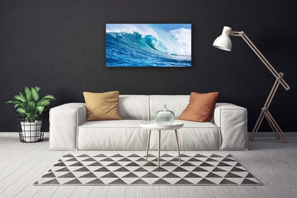 Quadro su tela Onde Mare Cielo Nuvole 100x50 cm