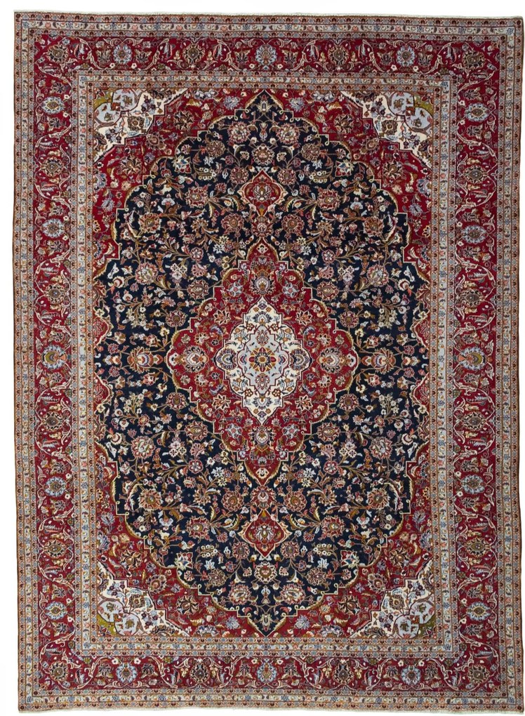 Kashan Tappeto persiano 340x250 Blu (Iran) Annodato A Mano