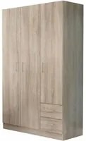 Armadio con 3 ante 2 cassetti in Truciolare cm 120x52x190 - JOEY Colore: Olmo