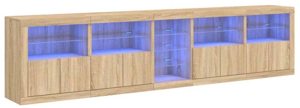 Credenza con luci led rovere sonoma 283x37x67 cm