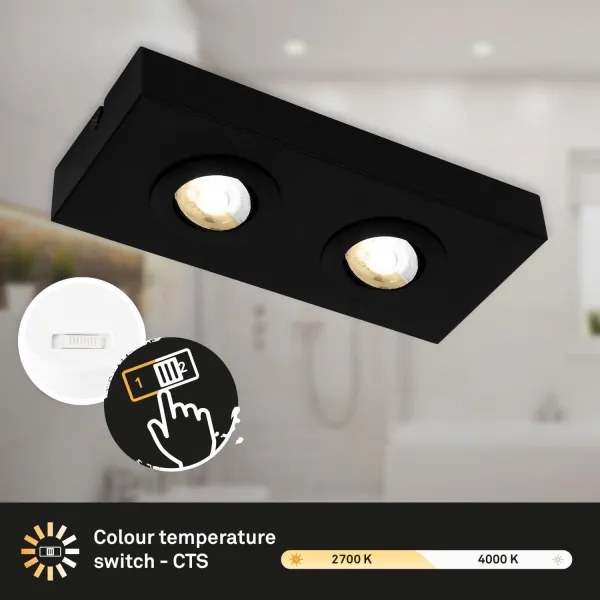 Briloner 3996025 - Faretto LED CTS 2xLED/4W/230V 2700/4000K nero