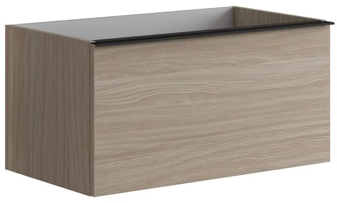 Mobile da bagno sospeso sotto lavabo L 80 x H 40 x P 45.5 cm olmo opaco, 2 cassetti Pixel