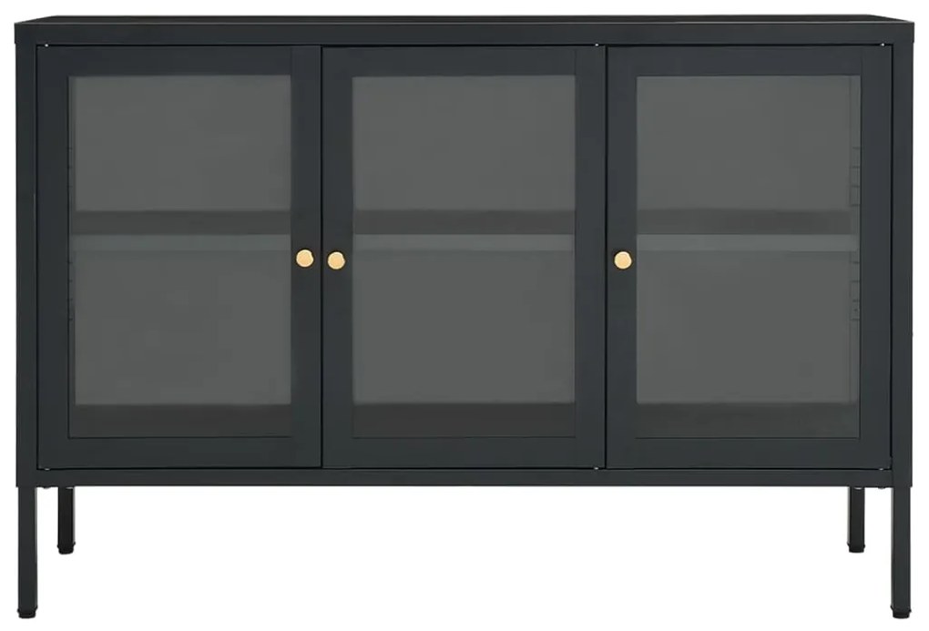 Credenza antracite 105x35x70 cm in acciaio e vetro