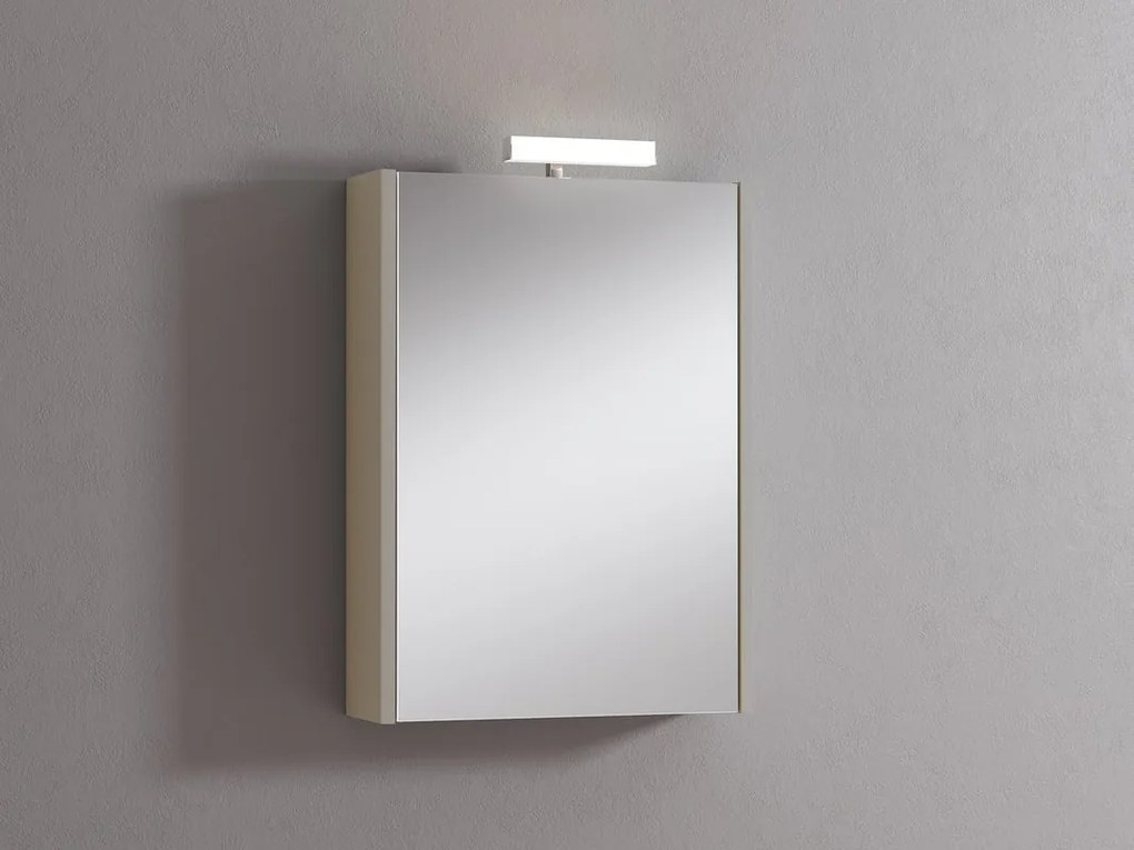 Pensile con luce Akira laccato lucido visone L 51.5 x H 70 x P 15.5 cm