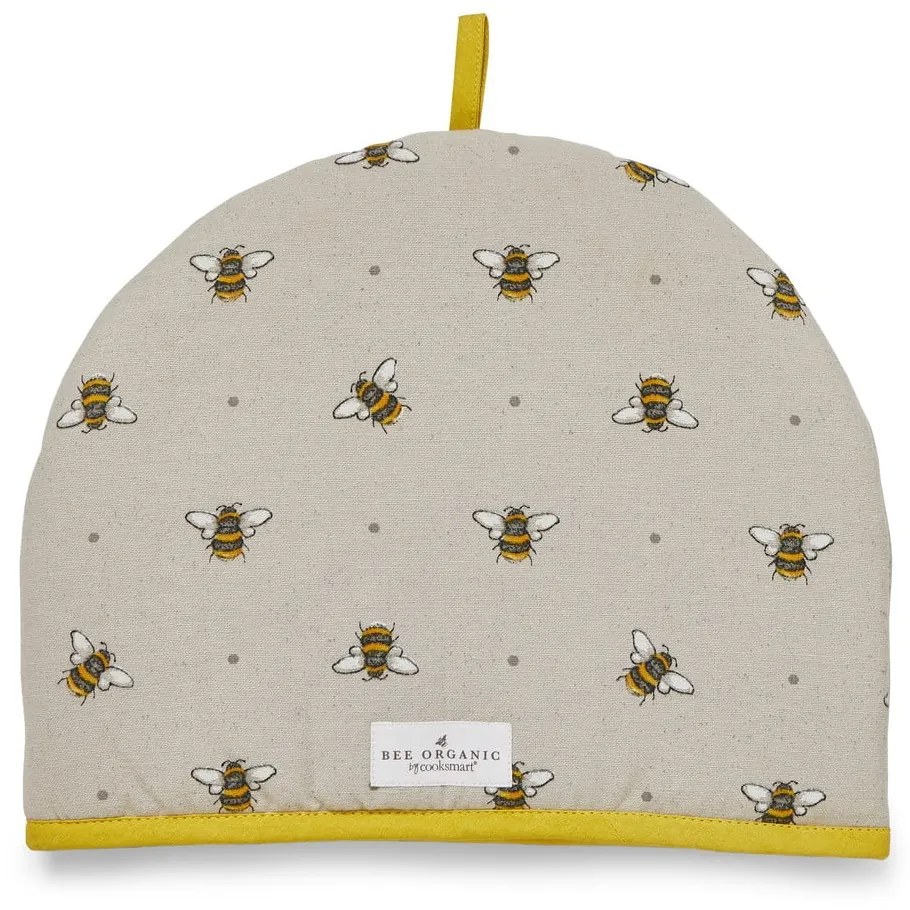 Coperchio per teiera in cotone beige e giallo con Bumble Bee - Cooksmart ®