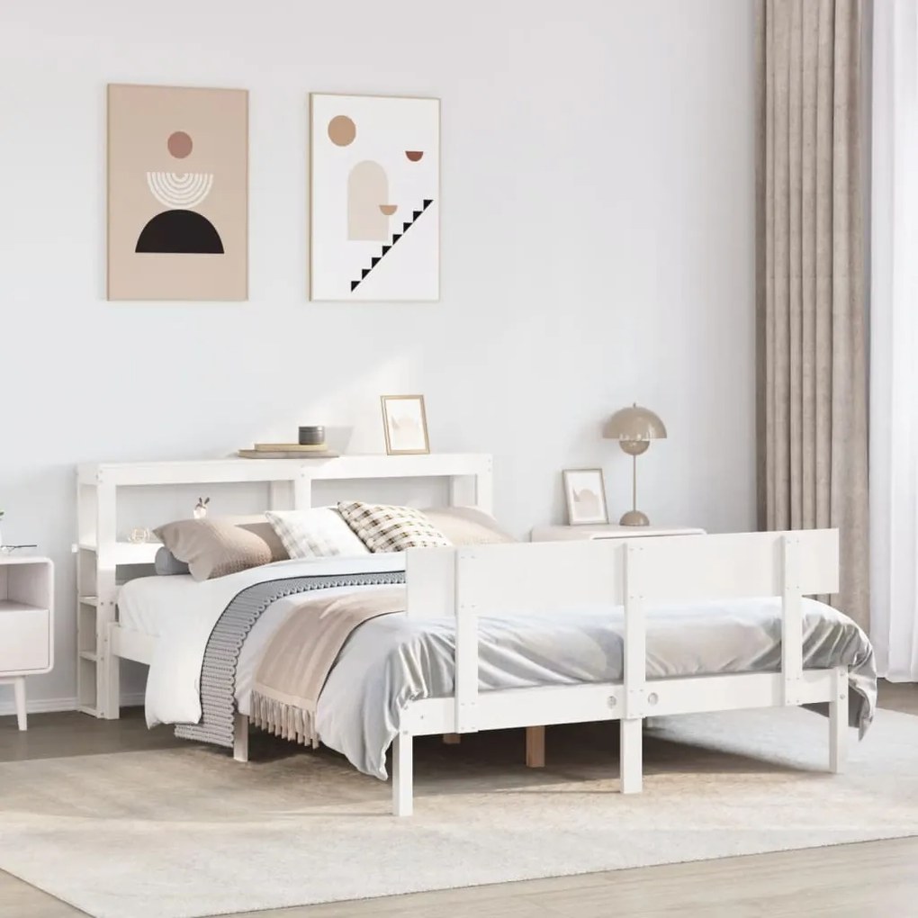 Letto senza materasso bianco 140x190 cm legno massello di pino