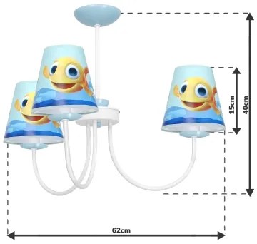 Lampadario per bambini su palo FISH 3xE14/40W/230V