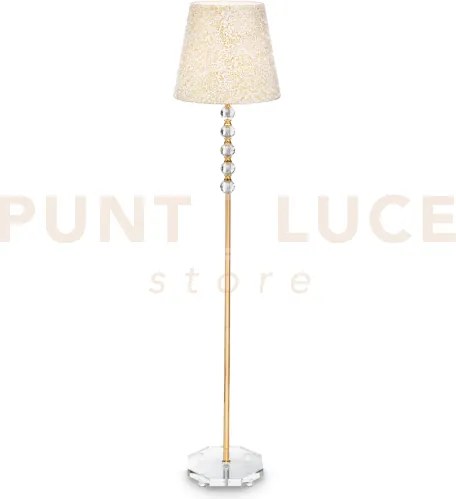 Queen lampada da terra 1 luce attacco e27 oro con paralume