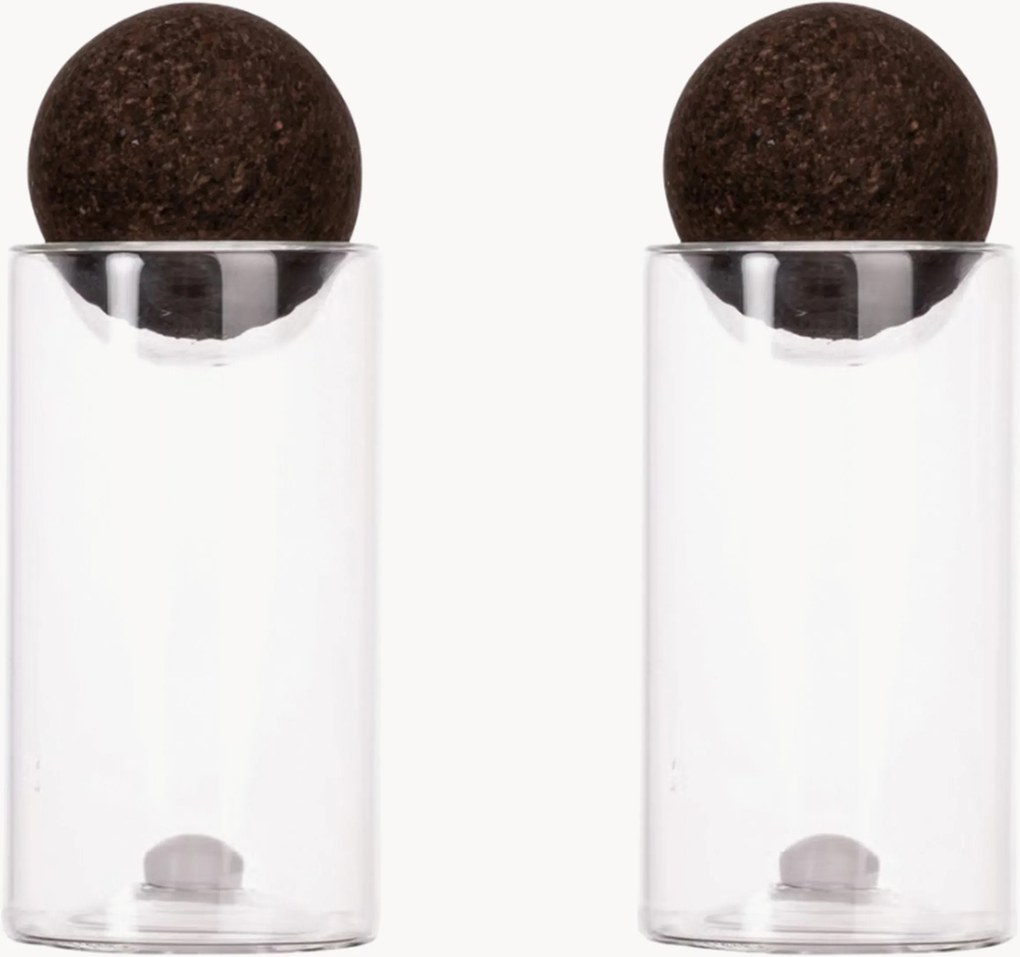 Set saliera e pepiera in vetro soffiato con chiusura a sfera Nature 2 pz