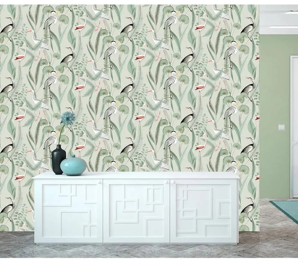 DUTCH WALLCOVERINGS Carta da Parati "Flamingo" Menta