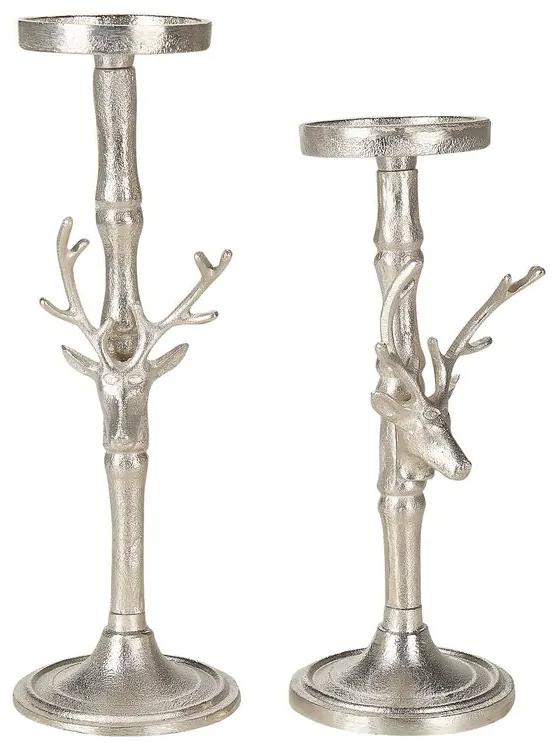 Set di 2 candelieri metallo argento TIKAL Beliani
