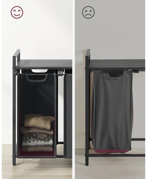 Cesto portabiancheria REX nero/grigio