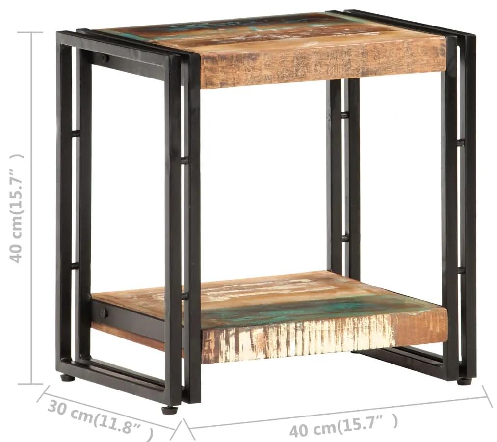 Tavolino Laterale 40x30x40 cm in Legno Massello di Recupero